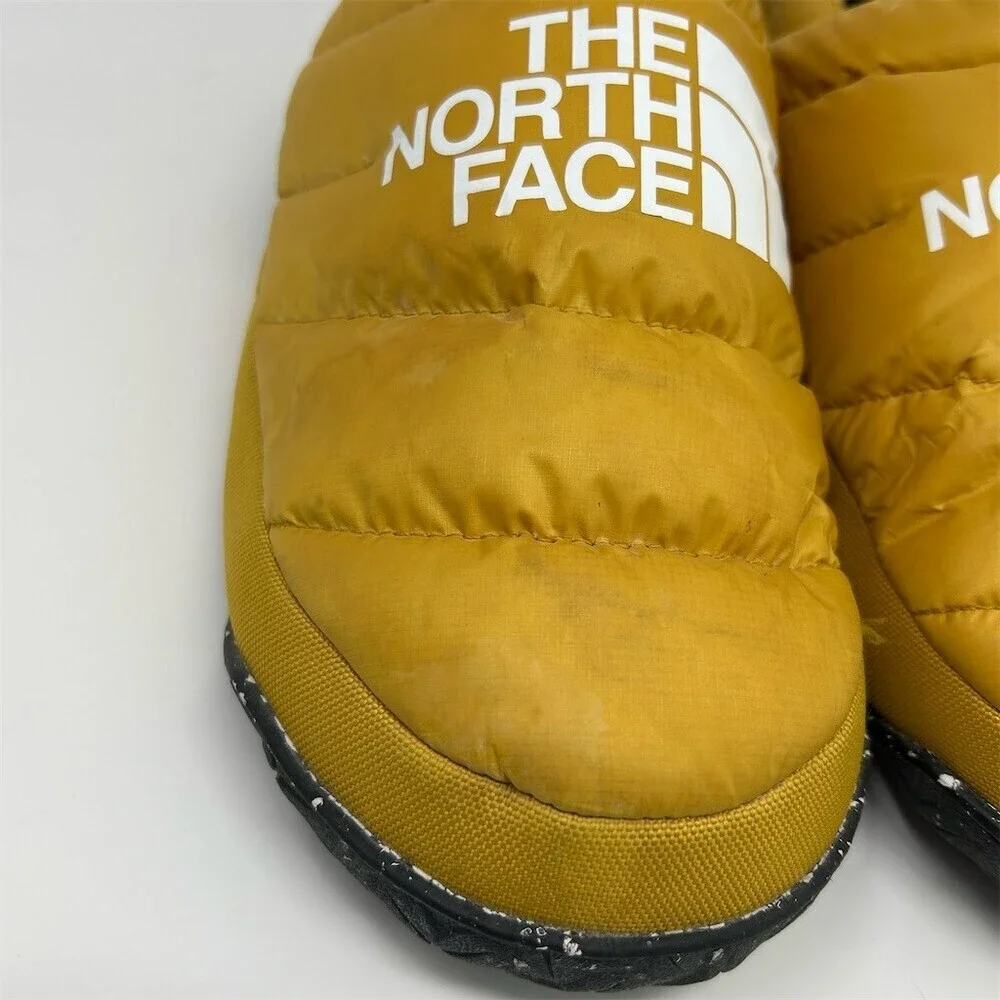 The North Face Nuptse Mule Slippers Unisex Mustard Yellow Insulated Camp Size 13